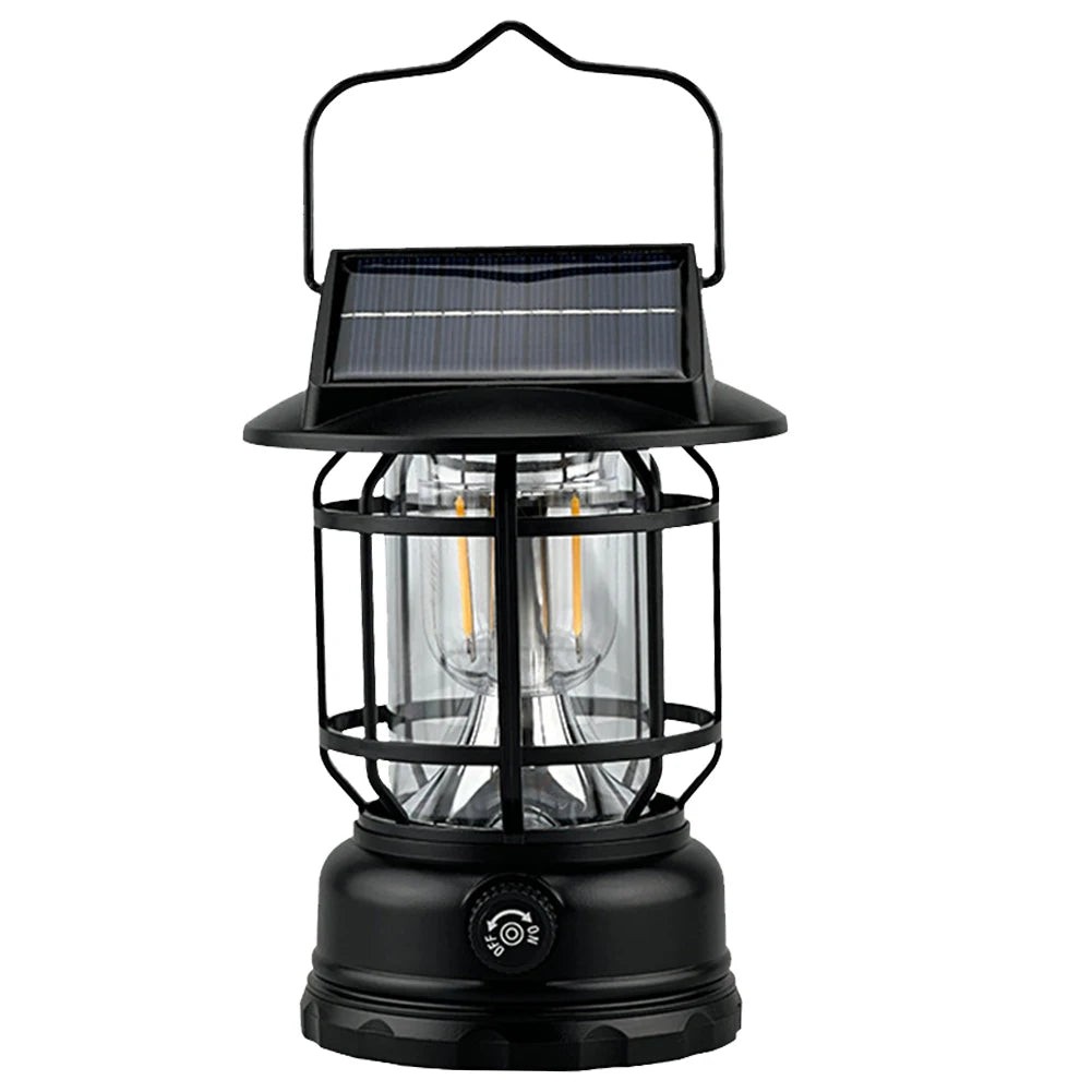 Solar Camping Lantaarn | Dimbare Retro Hanglamp voor Buiten, Kamperen & Noodgevallen