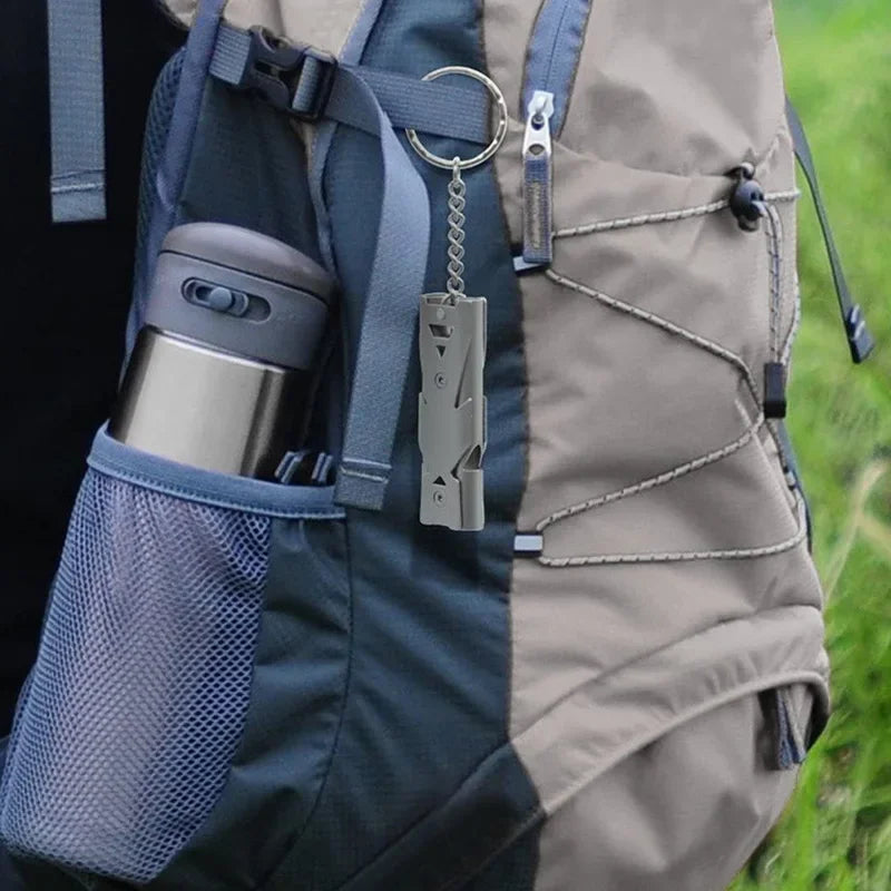 Tragbare Notfallpfeife – 120 dB Aluminium-Doppelrohr – Sicherheits- und SOS-Überlebenswerkzeug – Outdoor-Camping-Zubehör