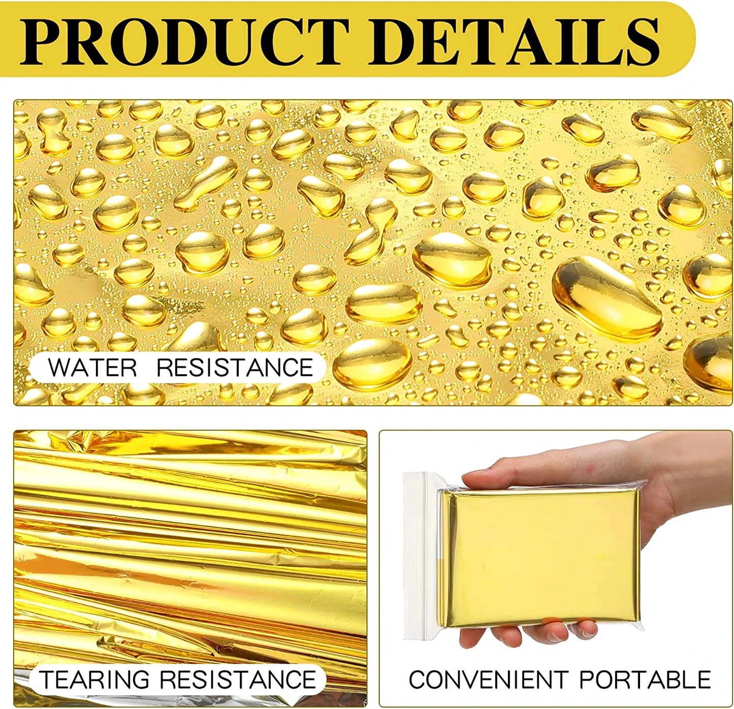 5–30 Stück Outdoor-Notfalldecke – wasserdichte Gold/Silber-Isolierdecke für Erste Hilfe, Überleben und Rettung