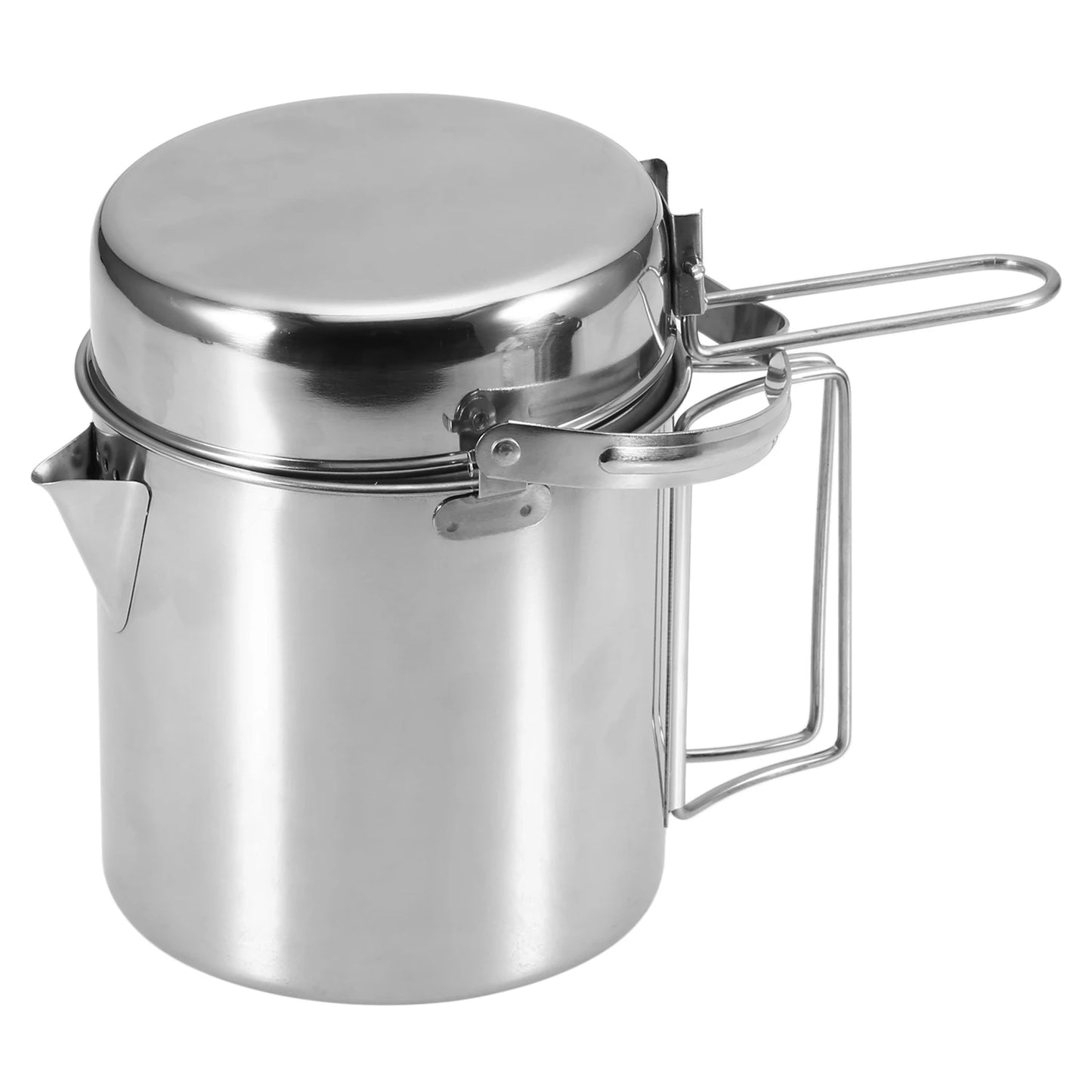 1 l Camping-Wasserkocher aus Edelstahl – tragbarer Outdoor-Topf mit klappbarem Griff für Camping und Rucksackreisen
