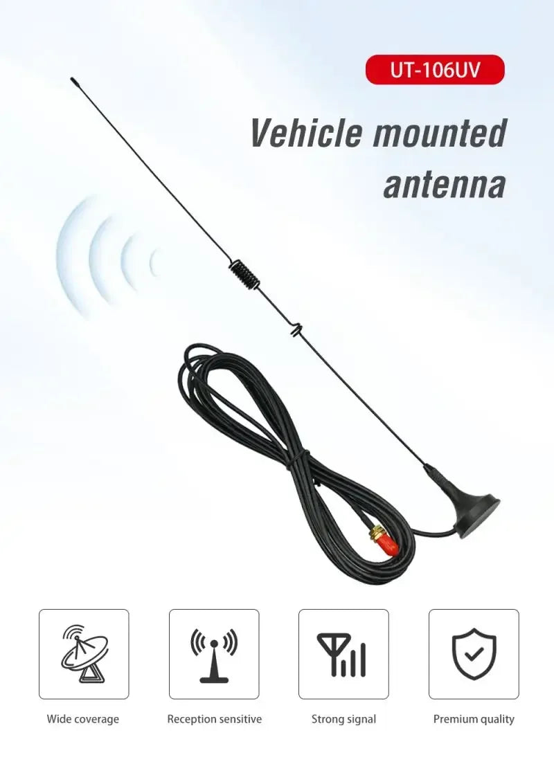 UT-106UV Magnetische Antenne für Auto – VHF/UHF-Dualband – SMA-Buchse für Baofeng und andere Walkie-Talkies