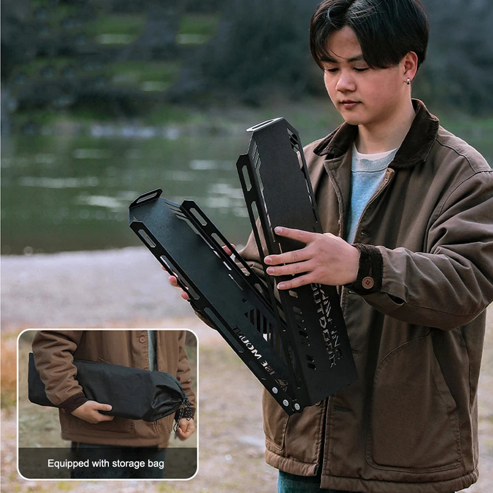 Vouwbare Camping Tripod Top Plate | Hoge Sterkte Camping Rack met Ophanggaatjes voor BBQ, Picknick en Hiking