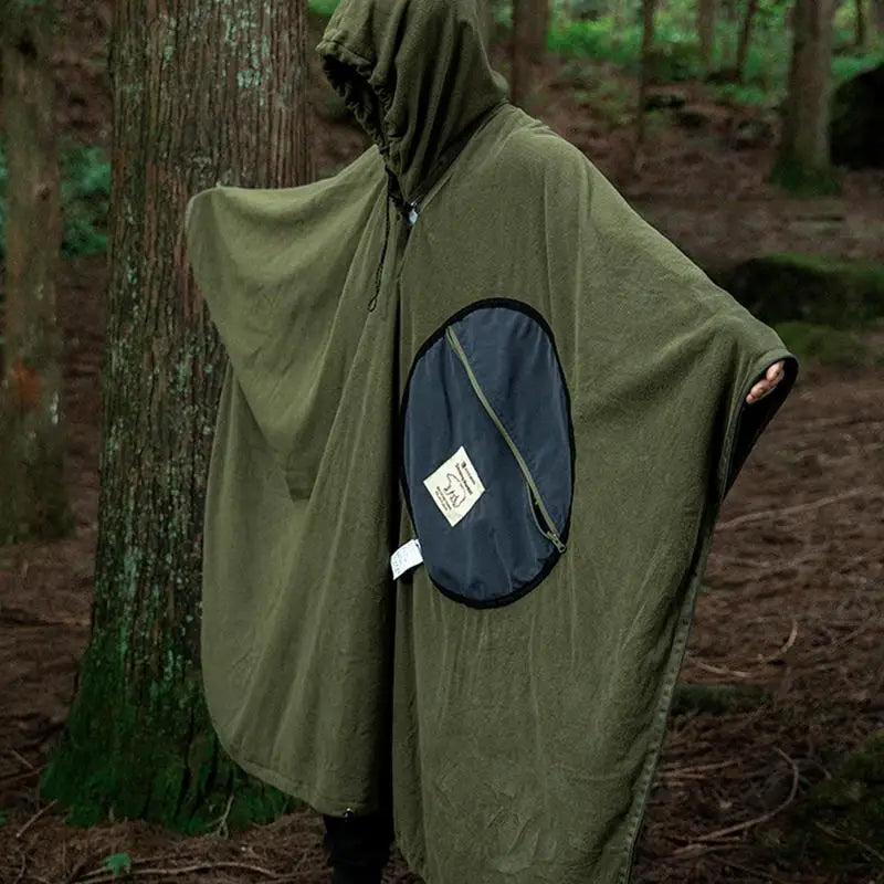 Draagbare Poncho Slaapzak – Warme Fleece Hoodie Slaapzak & Deken | Perfect voor Kamperen & Outdoor Avonturen