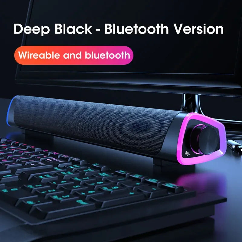 4D Computer Speaker Bar – Stereo Sound Subwoofer Bluetooth Speaker voor Macbook, Laptop, PC en Notebook – 3D Surround Sound, USB & AUX