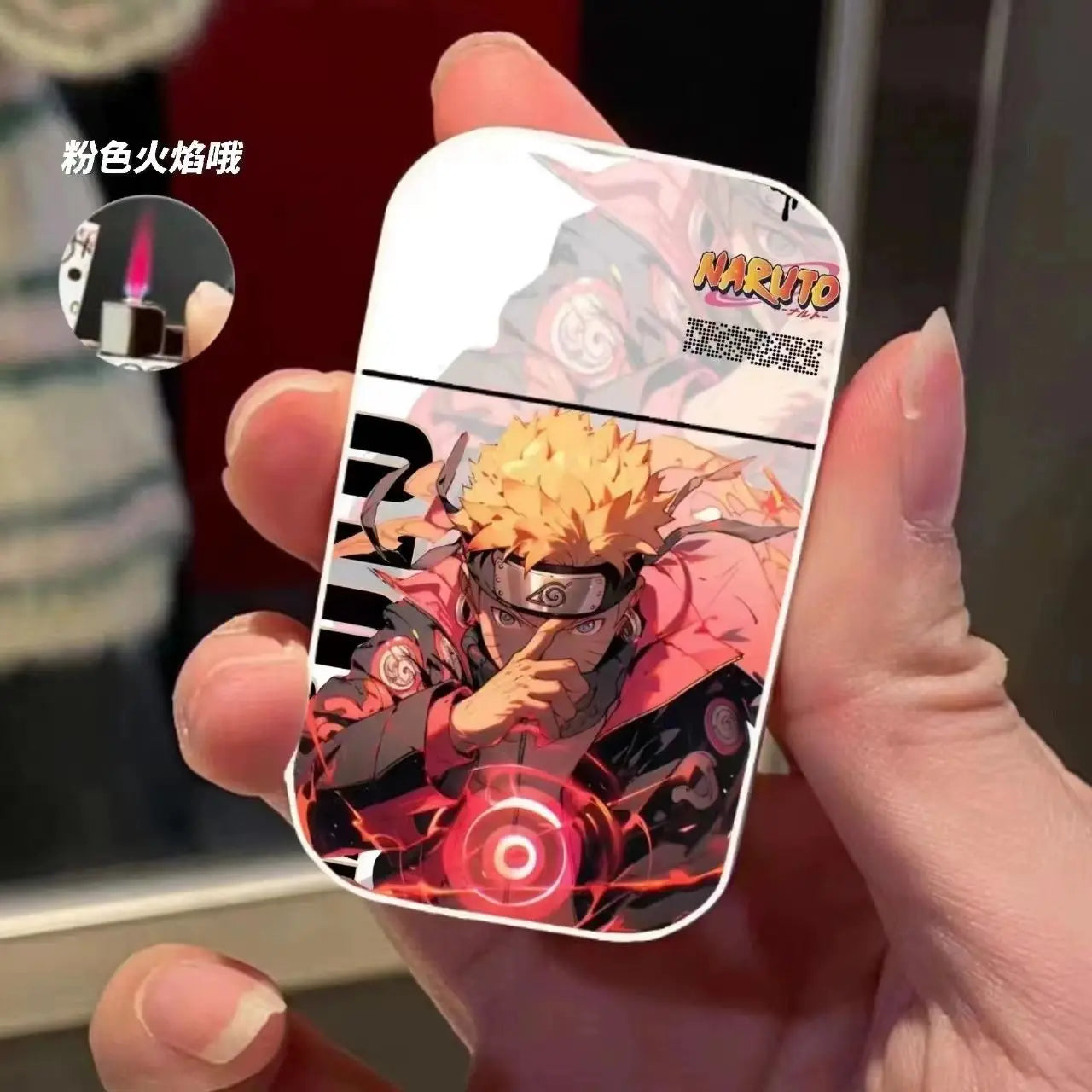 Naruto Anime Lichter – Creatieve Metalen Windproof Elektronische Aansteker met Roze Vlam, Perfect Cadeau voor Jongens en Fans
