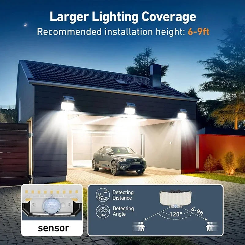 Superheldere Solar Bewegingssensor Lamp – Waterdichte IP65 LED Tuin- en Muurverlichting met 3 Werkstanden