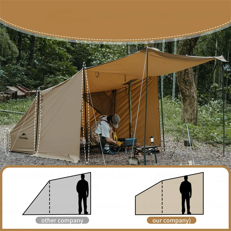Naturehike TC Cotton Militärzelt – 4-Jahreszeiten-Campingzelt mit Kaminöffnung für Survival und Bushcraft