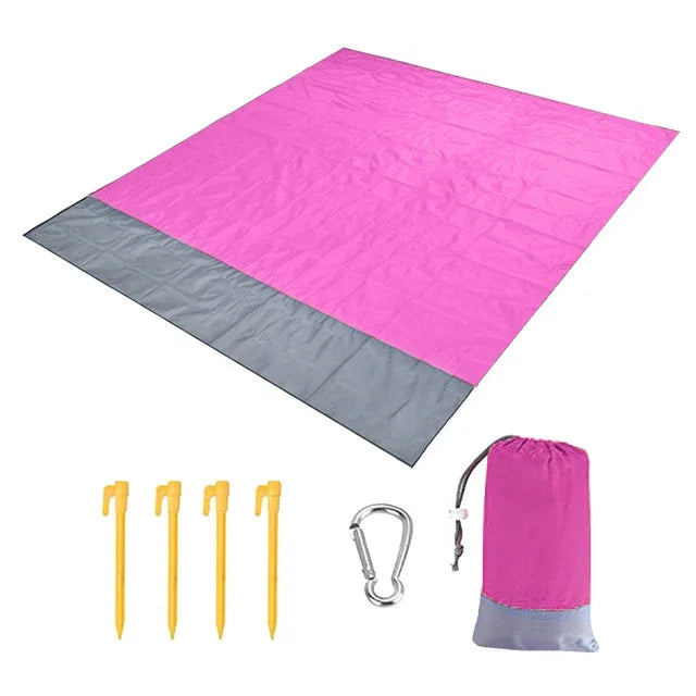 Oversized Beach Towel Mat, Sand-Free en Waterdichte Strandmat, Winddichte Picnic Deken met 4 Haringen voor Buiten en Kamperen