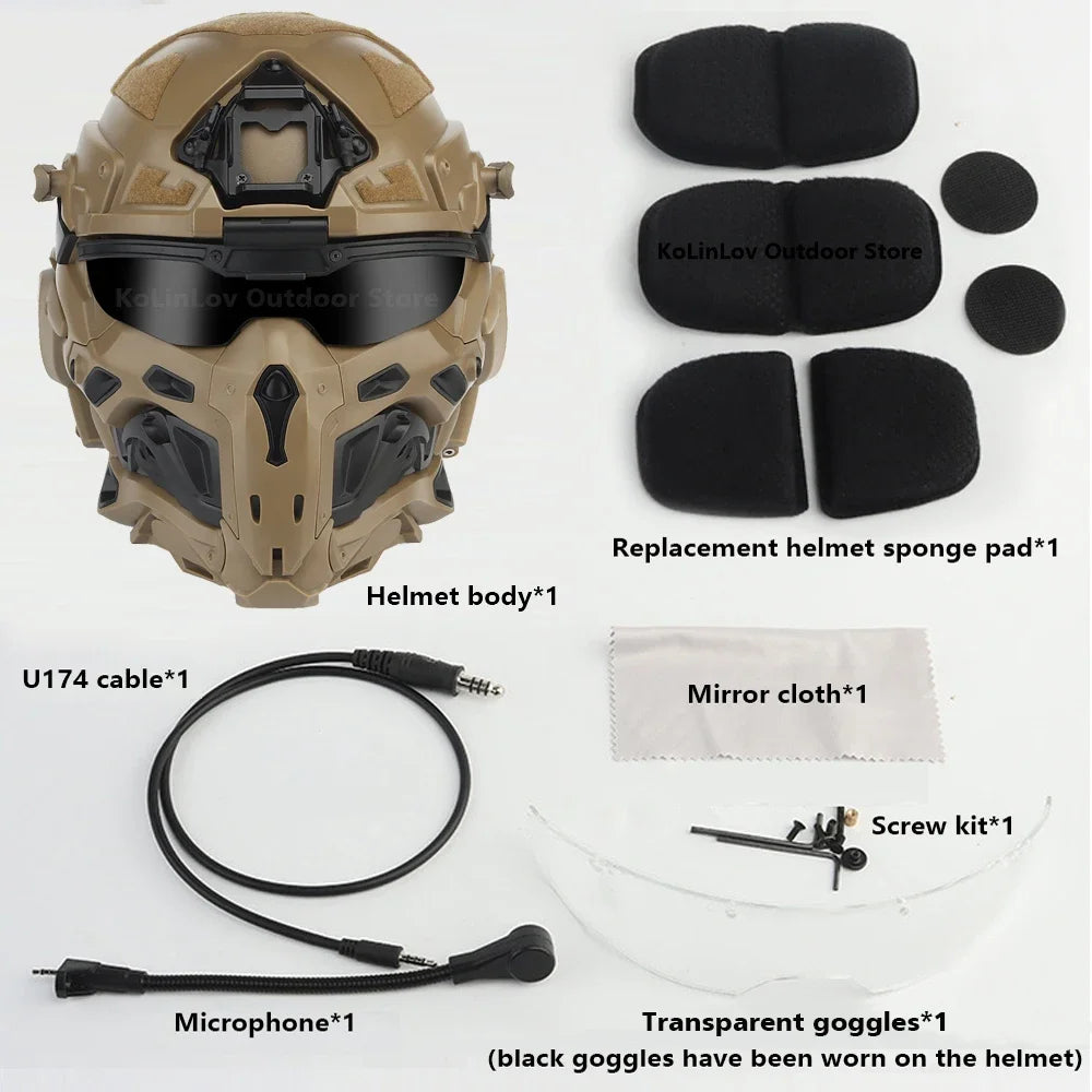 W-Ronin Assault Helmet – Tactical FAST Helmet with Built-in Communication Headset, Anti-Fog Fan and Interchangeable Lens