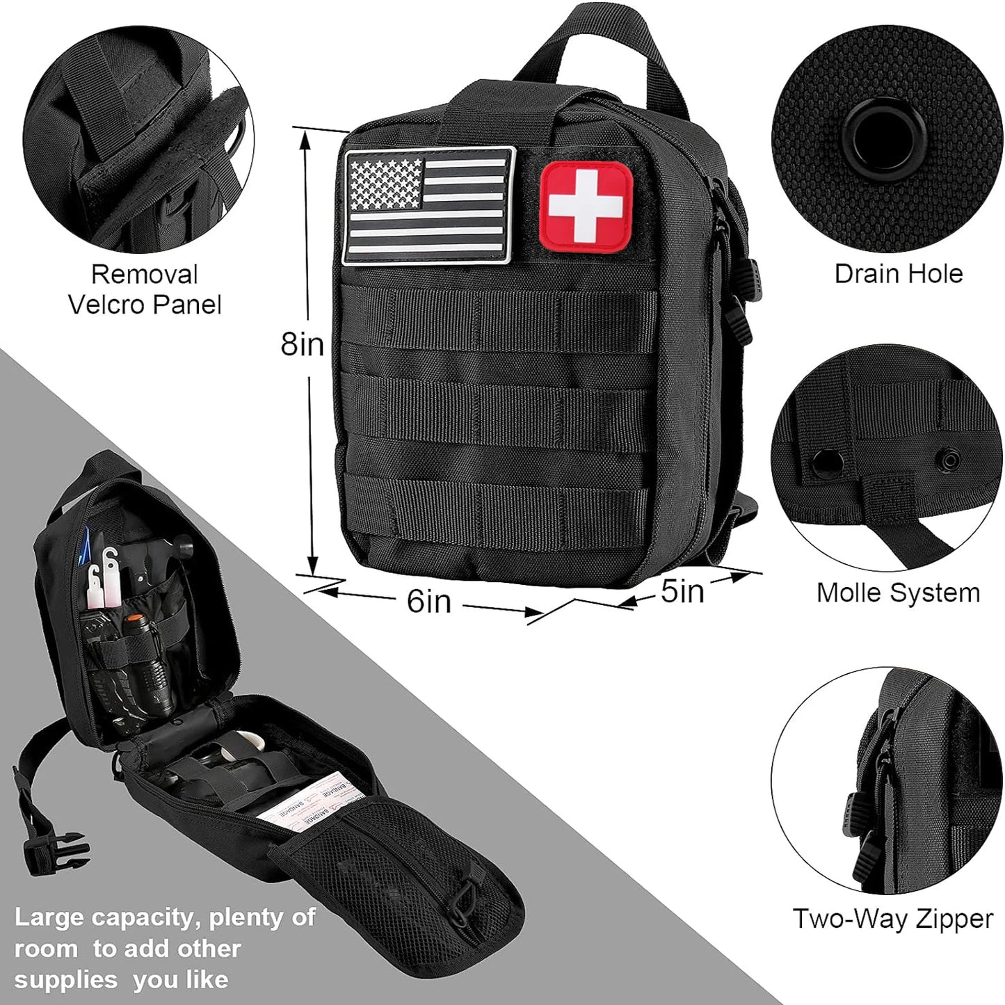 Professionelles Survival-Kit und Erste-Hilfe-Set – komplettes Survival-Paket mit Molle-Tasche für Camping und Outdoor