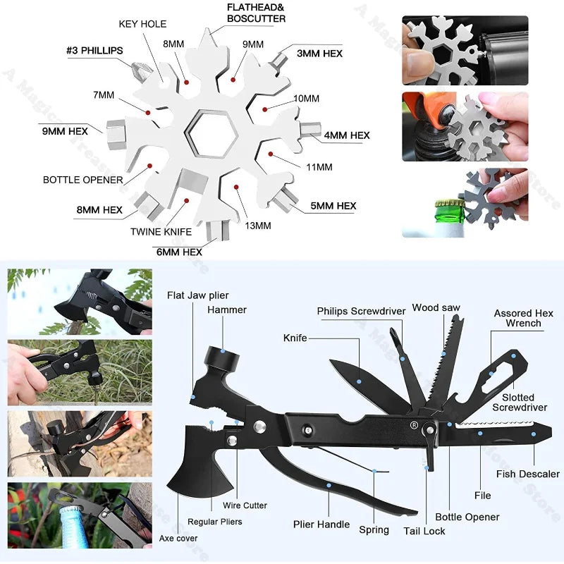 Outdoor Multi-Tool Kit, Noodoverlevingskit met First Aid Supplies, Tactisch Camping Survival Gereedschap en Jachtuitrusting