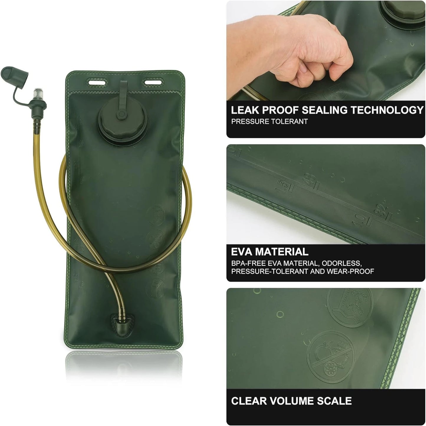 Lekvrije 3L militaire waterzak – Hydration Bladder voor wandelen, fietsen, klimmen, hardlopen & kamperen