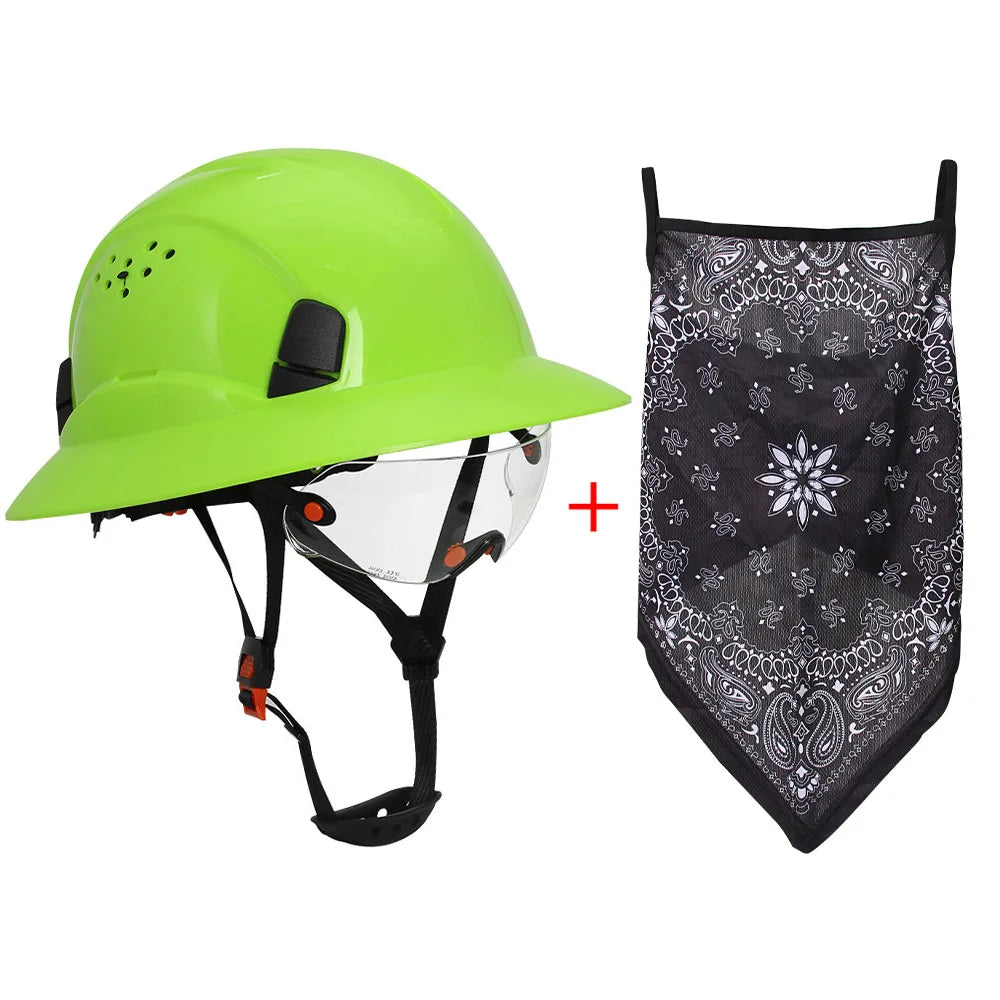 CE-Schutzhelm aus Kohlefaser – Schutzhelm mit voller Krempe, integrierter Schutzbrille und dreieckigem Gesichtsschutz