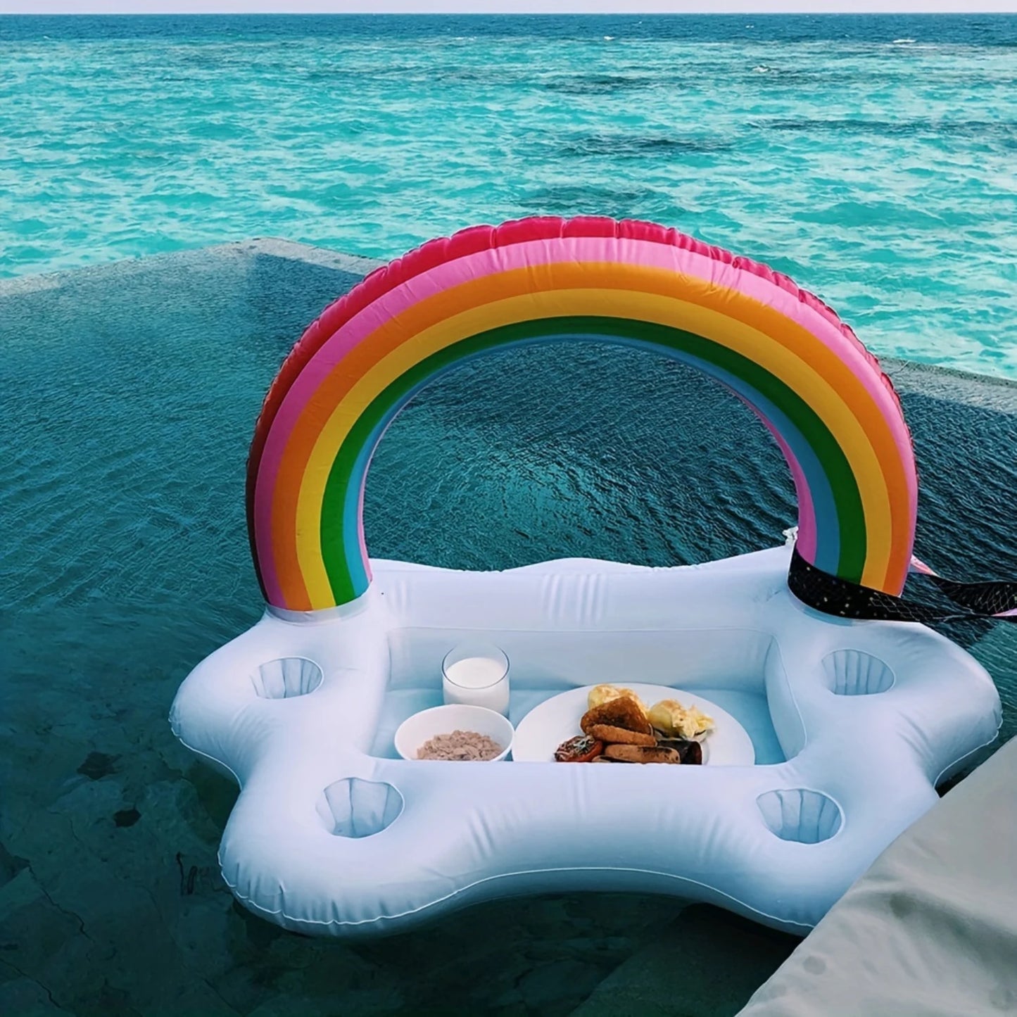 Zomer Party Bucket Cloud Drinkhouder - Opblaasbare Pool Float met Bier Koeler Tafel en Strand Zwemring