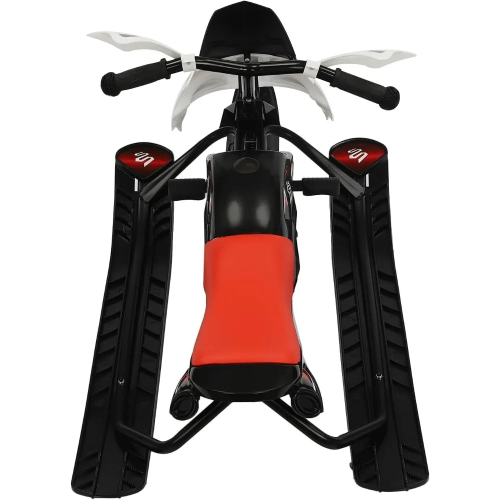 Children's Sled with Steering Wheel and 2 Foot Brakes - Up to 80kg - Adjustable Cushion & Emergency Brake - Suitable for Skating and Skiing