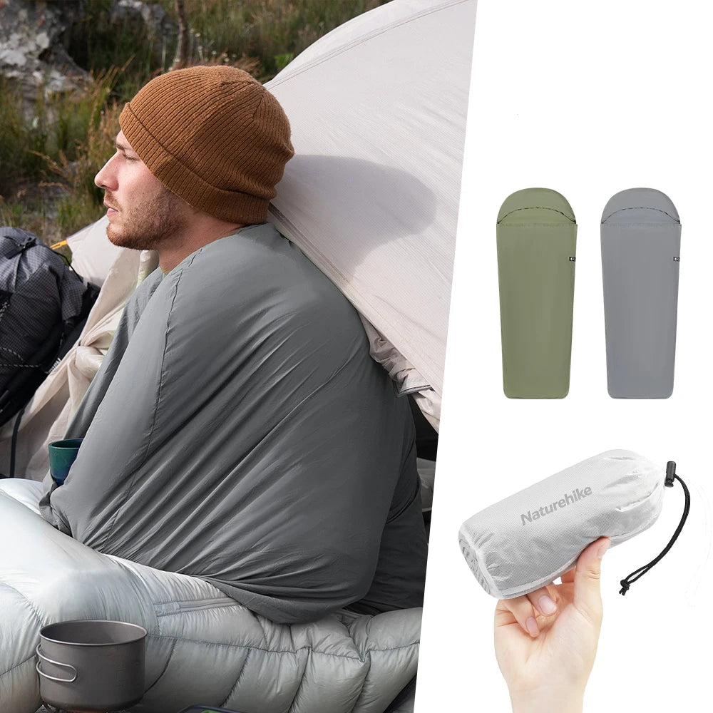 Camping Slaapzak Liner - Ultralichte Mummy Slaapzak Liner, Draagbare Single Slaapzak Liner, Grijze Nylon Slaapzak Binnenvoering
