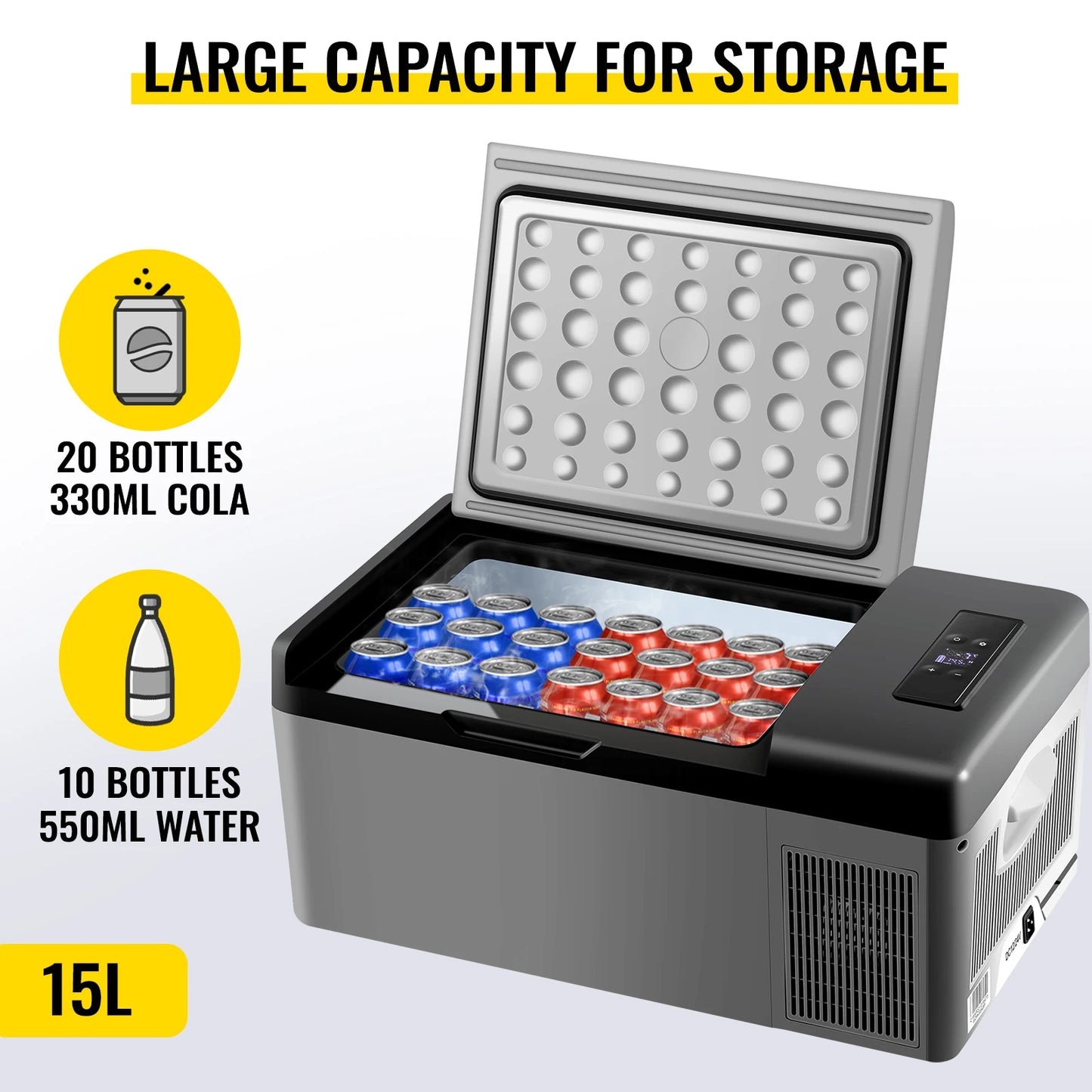 15L Draagbare Auto Koelkast – Mini Compressor Koelbox voor Camping & Reizen
