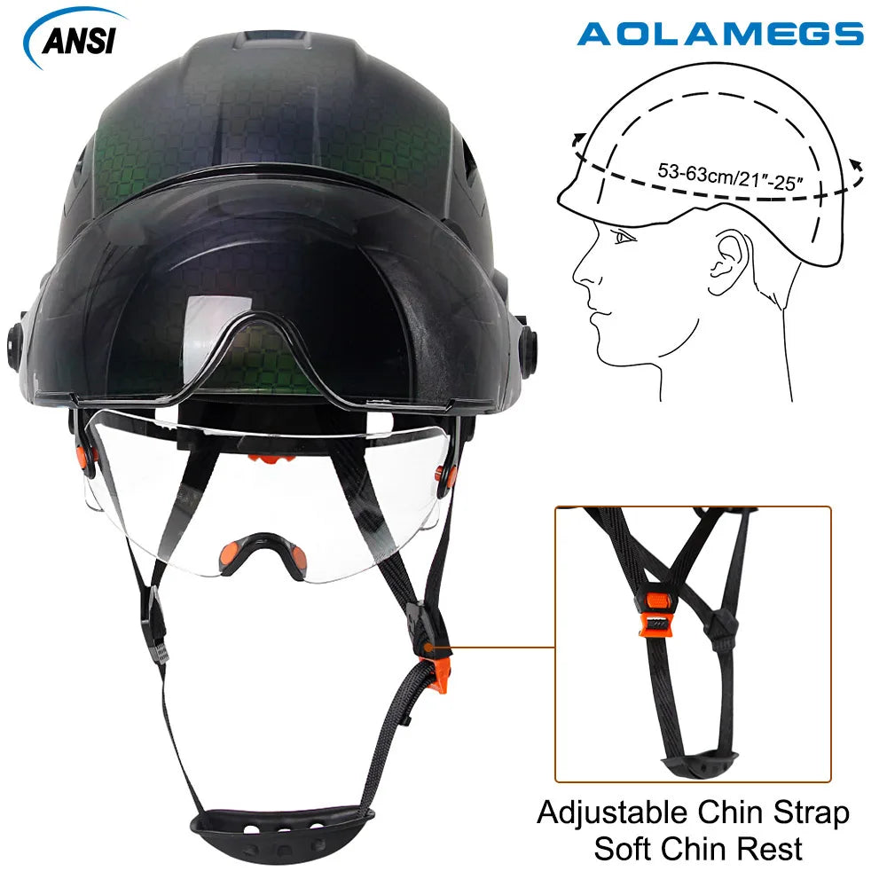 Schutzhelm aus Kohlefaser – Doppelvisier, CE- und KC-zertifiziert, ABS-Schutzhelm für Bau und Rettung