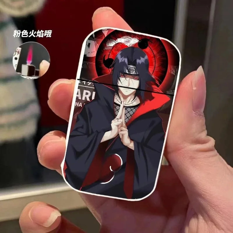 Naruto Anime Lichter – Creatieve Metalen Windproof Elektronische Aansteker met Roze Vlam, Perfect Cadeau voor Jongens en Fans