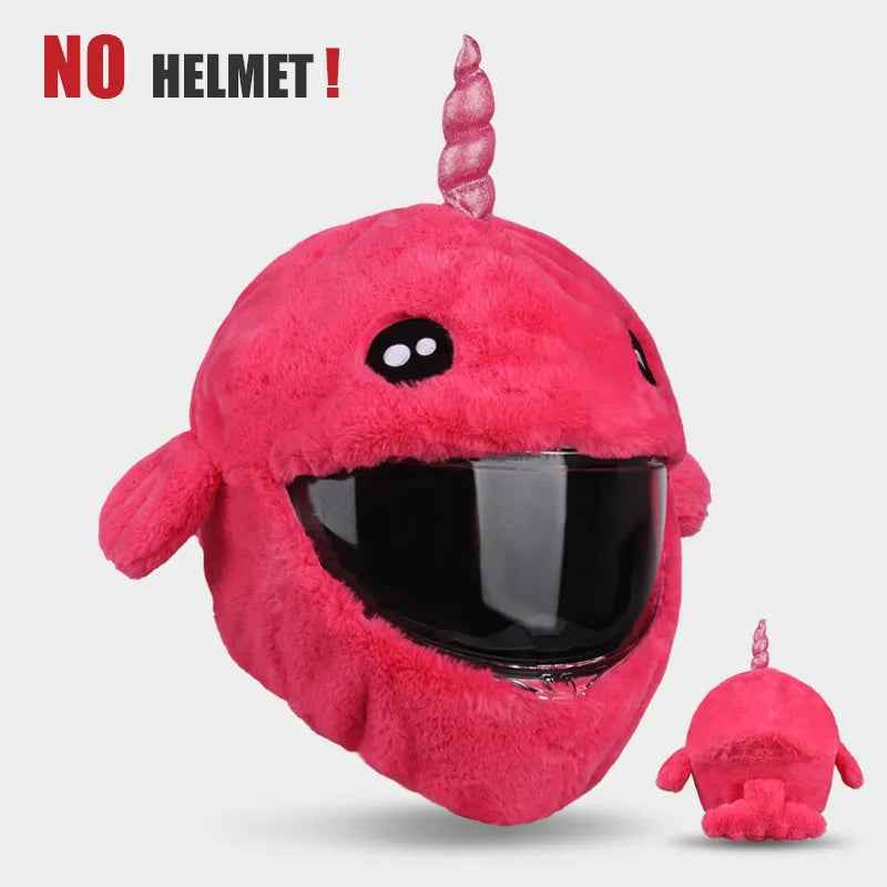 Flauschiger Helmüberzug – Weicher Helmüberzug aus Plüsch, Cartoon-Design, Motorrad- und Skischutz