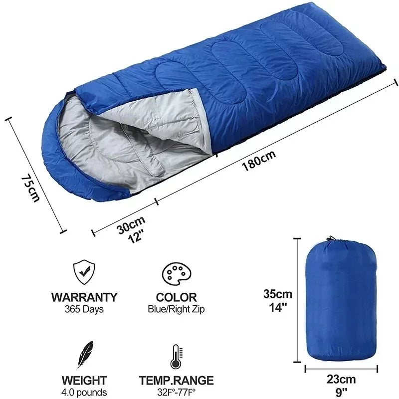 Ultraleichter 4-Jahreszeiten-Schlafsack | Wasserdicht & warm | Für Camping & Backpacking