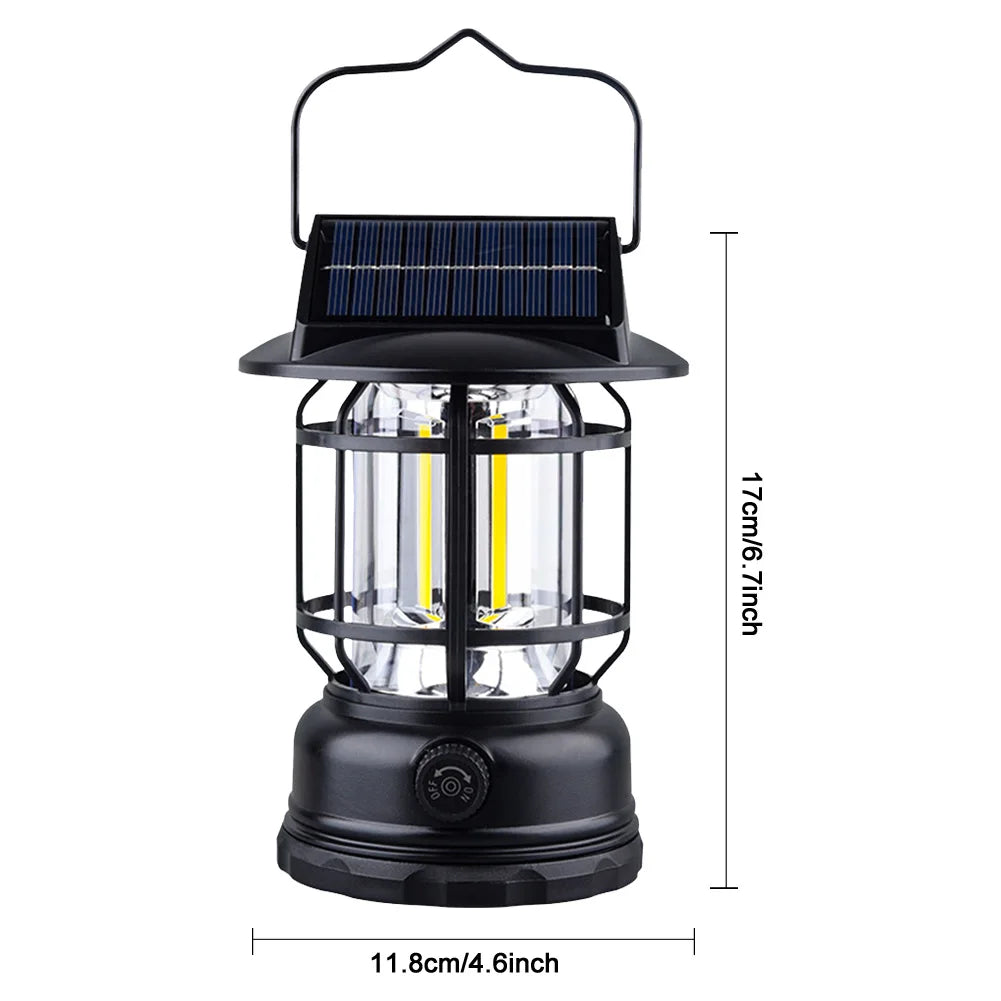 Vintage Camping Lantaarn | Zonne-energie | Dimbare Retro Hanglamp