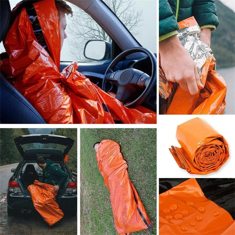 Draagbare Waterdichte Noodslaapzak - Overlevings Bivakzak met Mylar Materialen, Thermisch Isolerende Zakken voor Kamperen en Outdoor