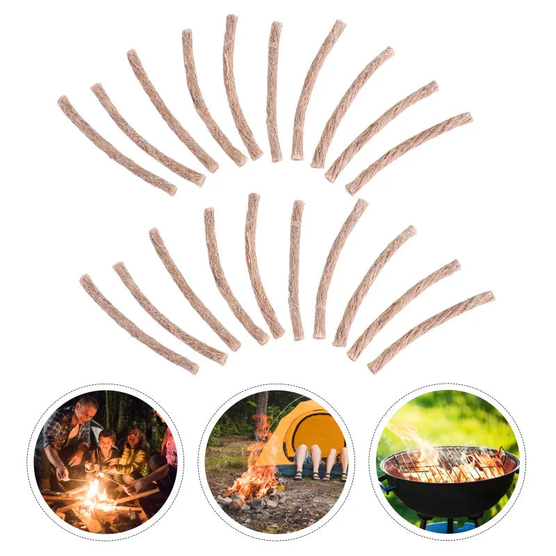 10 Stück Survivaldocht aus Hanfschnur – Feueranzünder für Outdoor-Camping und Survival
