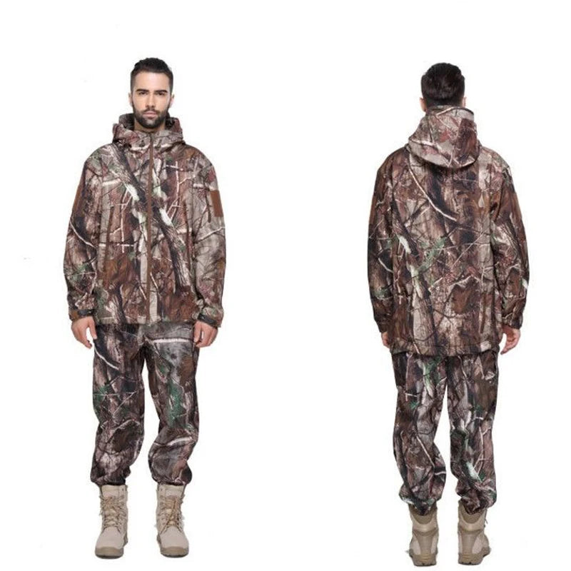 Wind- und wasserdichte taktische Jacke – Tarn-Jagdjacke mit verdicktem Plüschstoff, für Herbst und Winter