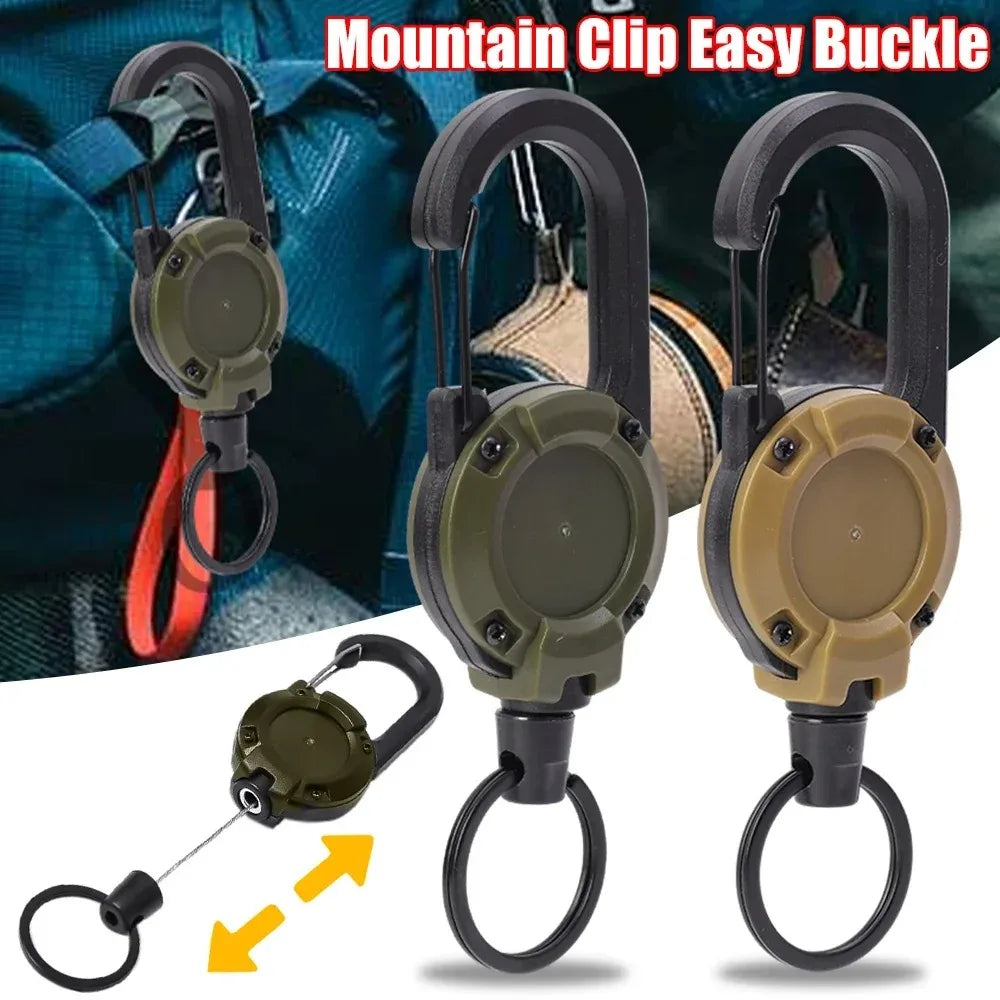 Retractable Heavy Duty Carabiner Keychain – Strong Steel Cable – Outdoor Sporty Keychain Tool