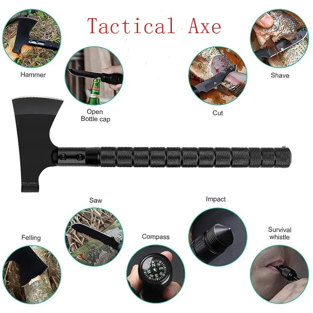 Klappbare taktische Axt – multifunktionale Überlebensaxt für Camping, Jagd und Selbstverteidigung