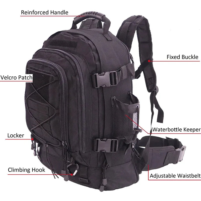 60L Militaire Tactische Rugzak – Molle Assault Rucksack voor Outdoor, Hiking, Camping & Jacht
