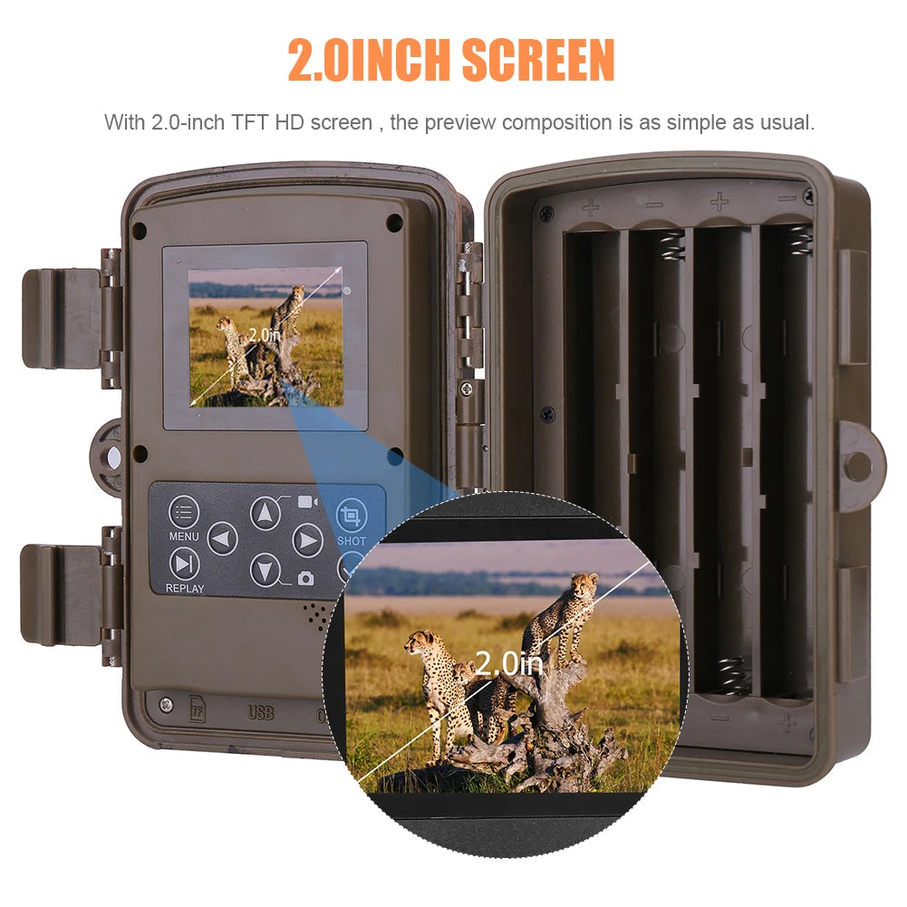 20MP 1080P Wildkamera – Wasserdichte Infrarot-Nachtsichtkamera mit Bewegungserkennung