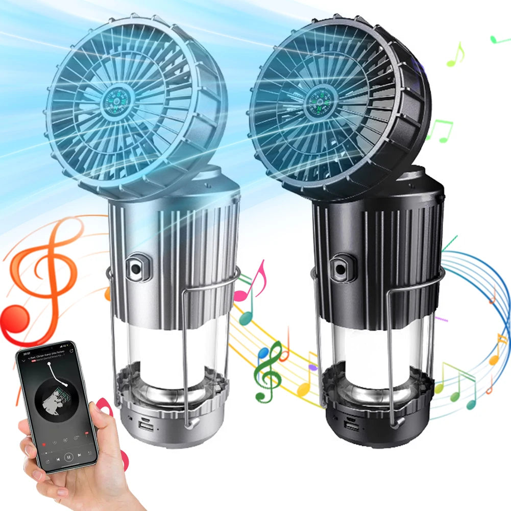 Solar Camping Lantaarn met Ventilator | USB Oplaadbaar | Waterbestendig