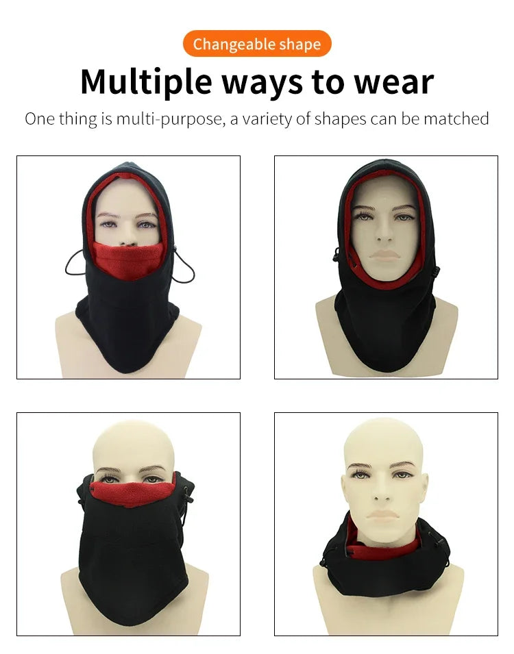 Winter Fietshoed & Ski Cap - Unisex Gevoerde Balaclava met Masker en Oorkleppen
