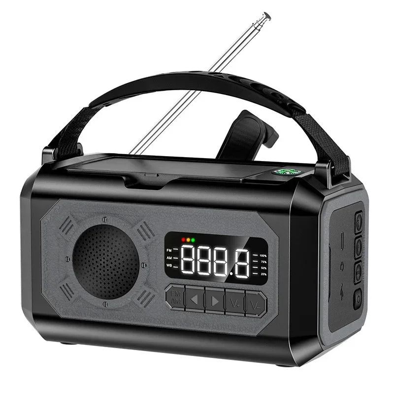 12000mAh AM/FM/NOAA Weerradio | Draagbare Zonne- & Handcrank Noodradio met Leeslamp voor Outdoor Camping