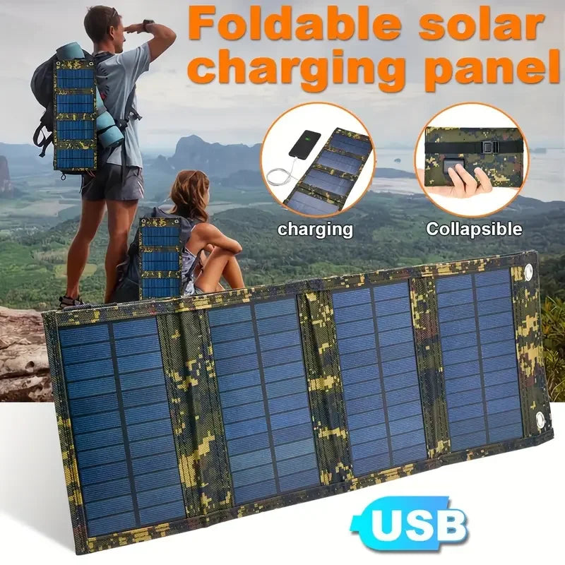 Draagbare USB Vouwbare Zonnepaneel - Vouwbare Zonnepanelen voor Reizen, Opladen van Mobiele Telefoon, Zaklamp en Ventilator
