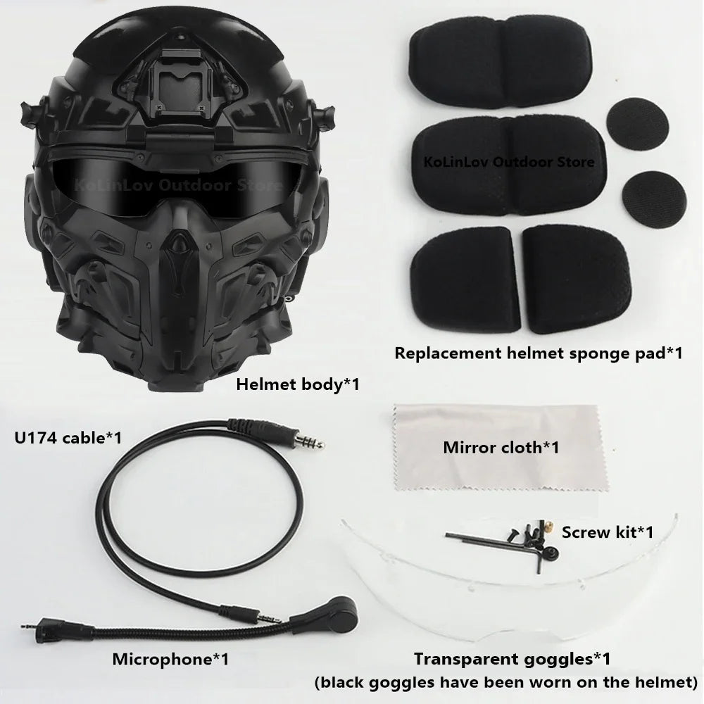 W-Ronin Assault Helmet – Tactical FAST Helmet with Built-in Communication Headset, Anti-Fog Fan and Interchangeable Lens