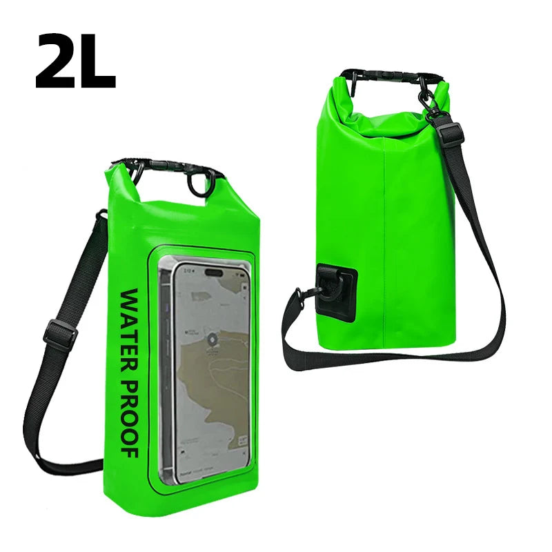 2L Droogzak met Touchscreen – Waterdichte Tas voor Trekking, Raften, Surfen & Kajak – Outdoor Sporttassen Campinguitrusting