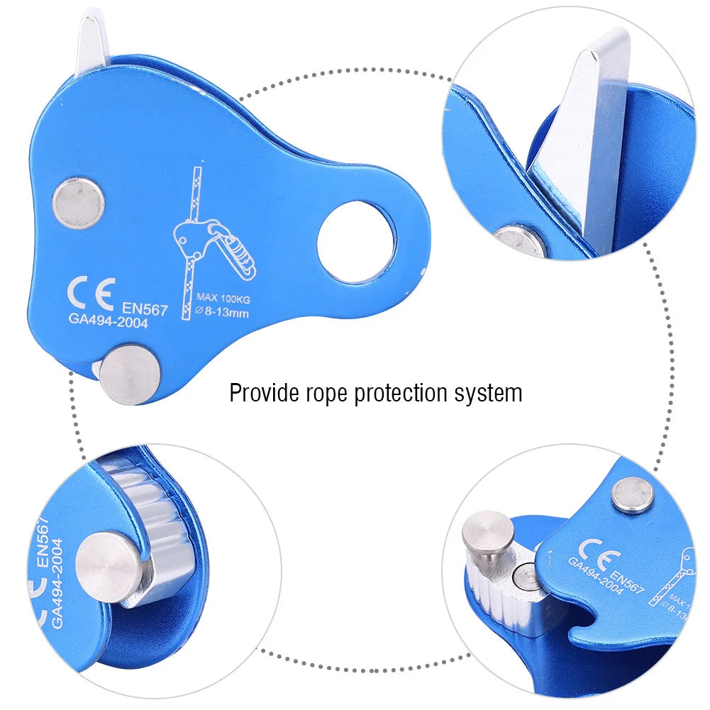 Aluminium Rope Grab โ Klimbeveiliging met Vergrendeling voor 10โ12mm Touw | CE Gecertificeerd