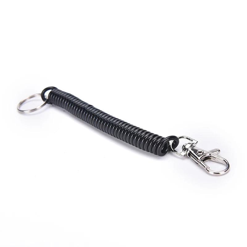 2x Tactische Intrekbare Sleutelhanger – Elastisch Spiraalkoord voor Camping, Hiking & Uitrusting Beveiliging