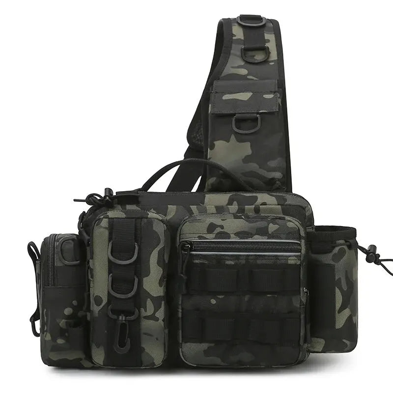 Fishing Tackle Rugzak met Looddoos - Vistechniek Rugtas met Hengelhouder, Fanny Pack en Sling Schoudertas voor Mannen