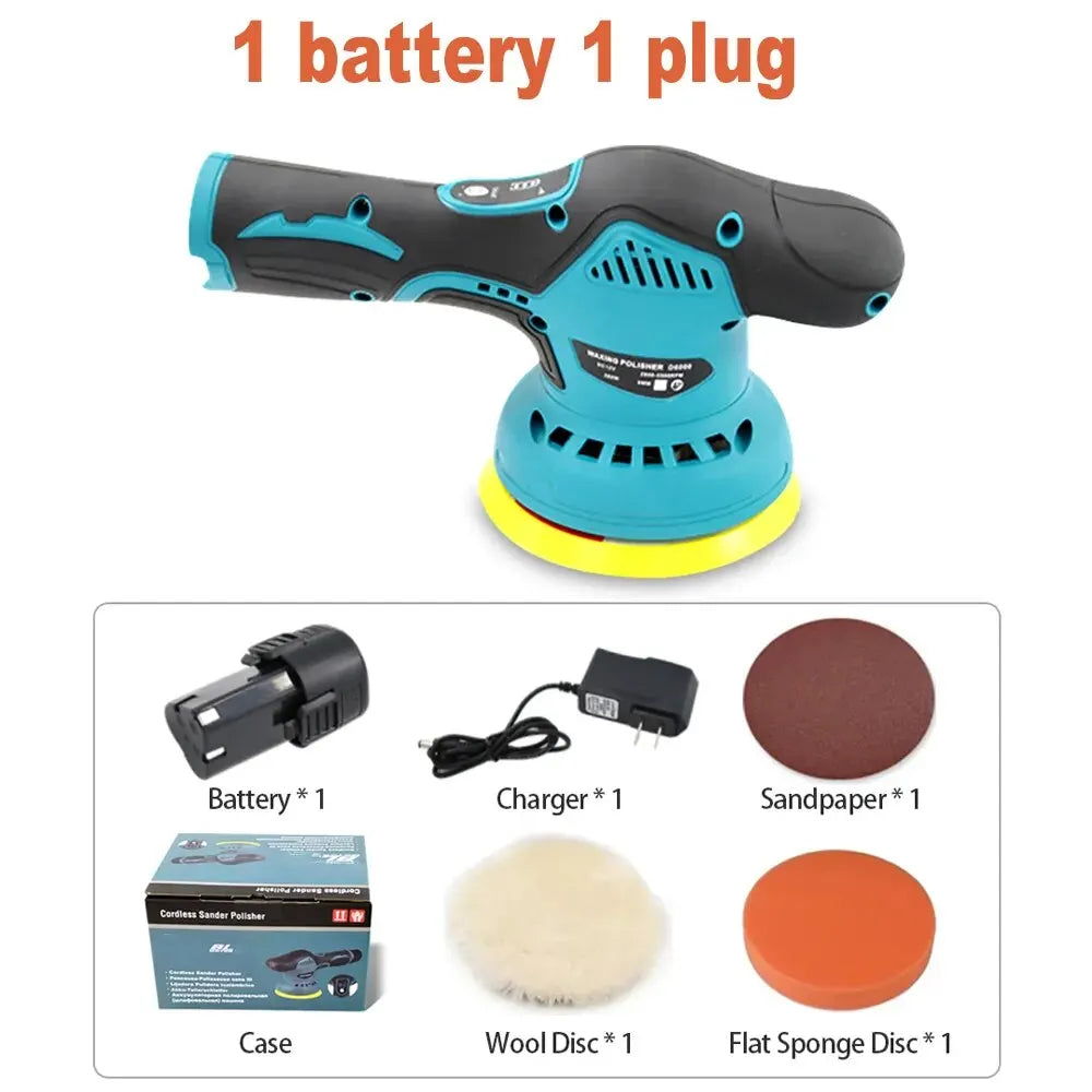 Draadloze 12V Auto Polijstmachine – 380W Elektrische Wax- & Schuurmachine met 8 Versnellingen