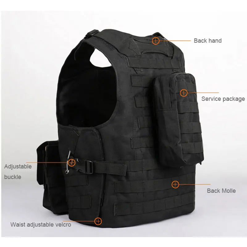 Tactisch Vest – MOLLE Assault Airsoft Vest, Outdoor Jachtuitrusting, Camouflage Veiligheidsvest
