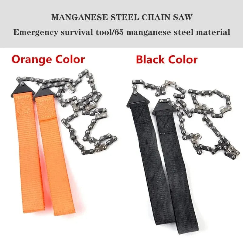 Portable Survival Chainsaw - Handheld Chainsaw for Emergency, Camping & Hiking - Compact Outdoor Tool with Storage Bag