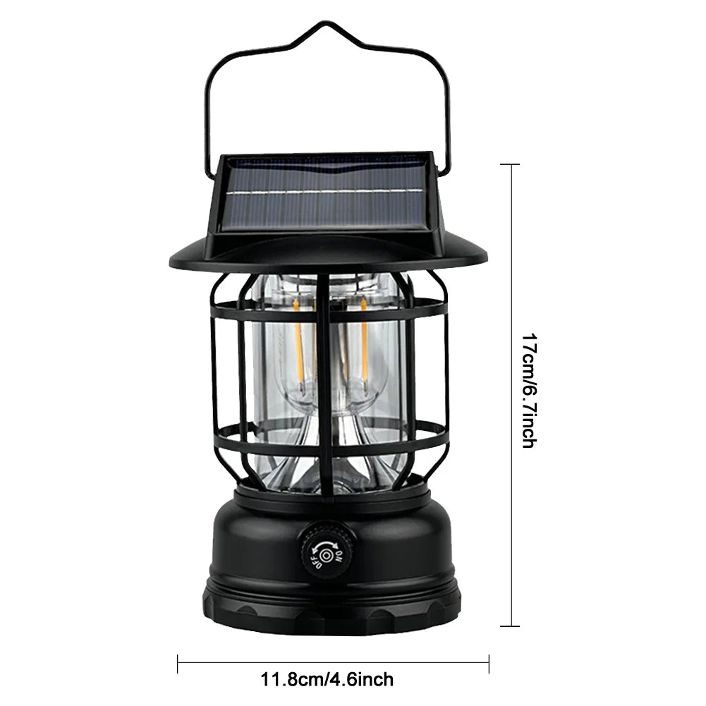 Vintage Camping Lantaarn | Zonne-energie | Dimbare Retro Hanglamp