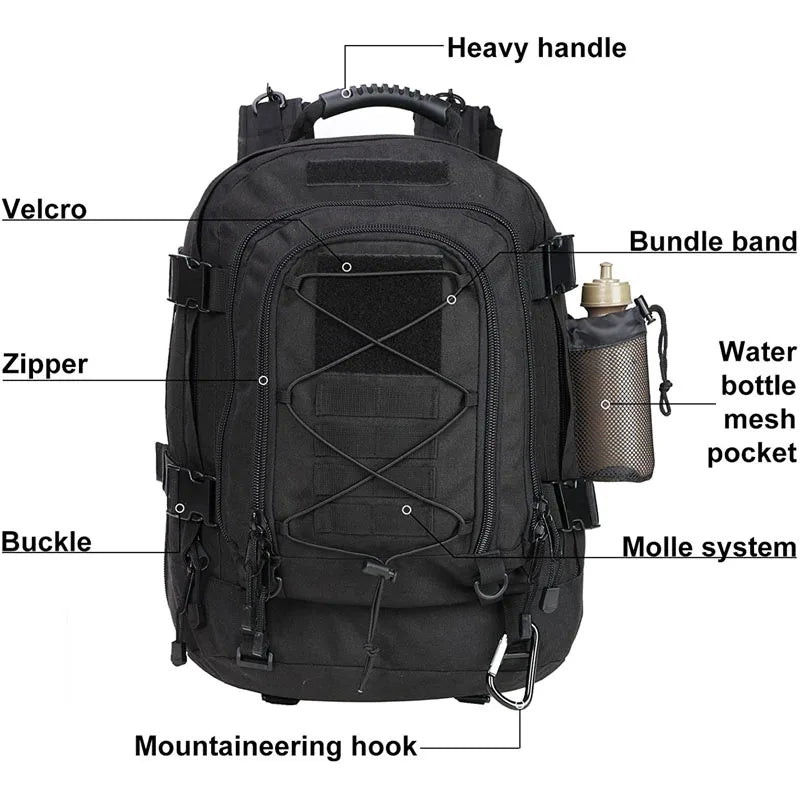 60L Militaire Tactische Rugzak – Molle Assault Rucksack voor Outdoor, Hiking, Camping & Jacht
