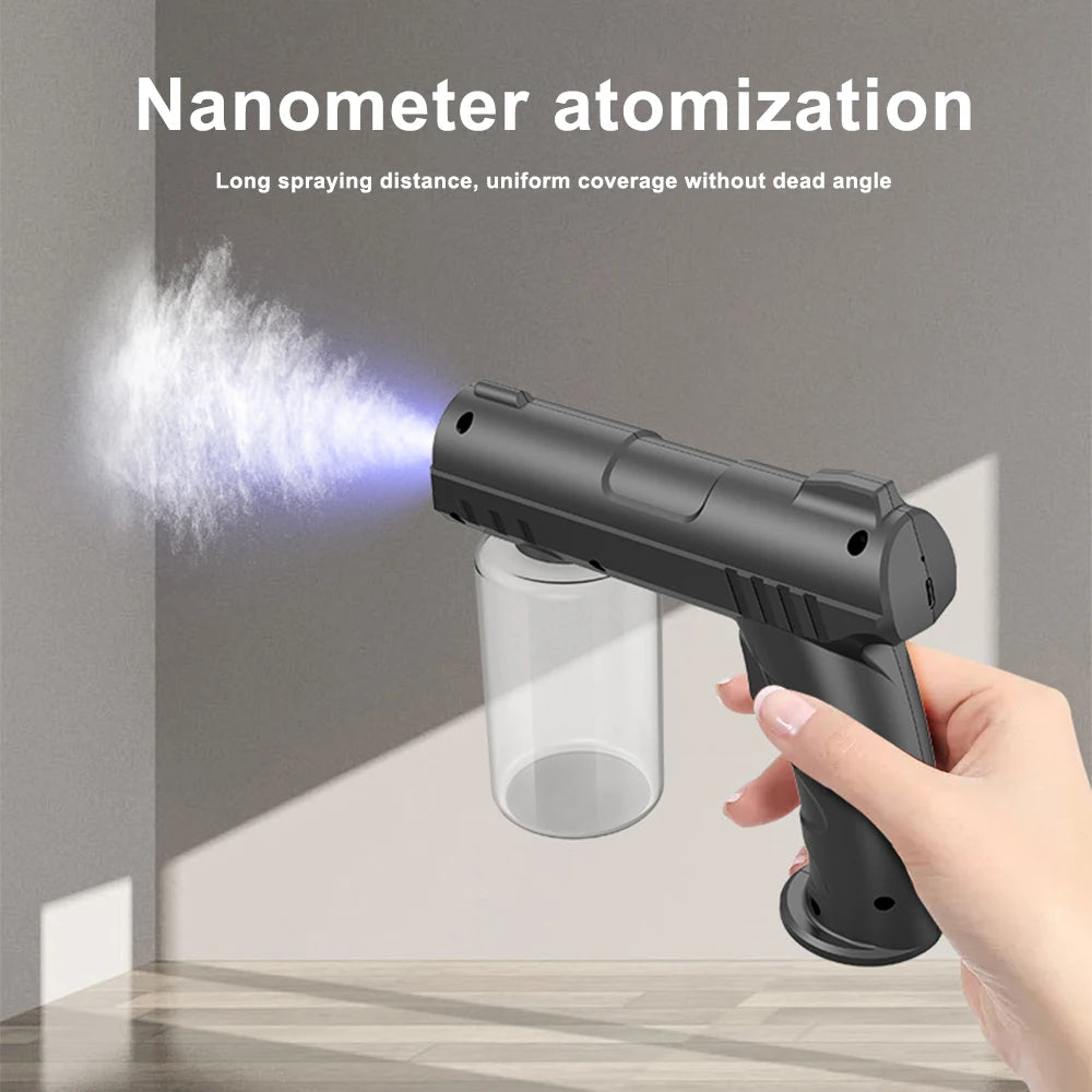 280 ml kabelloser elektrischer Desinfektionssprüher – USB-Nano-Zerstäuber mit blauem Licht für Haus und Garten