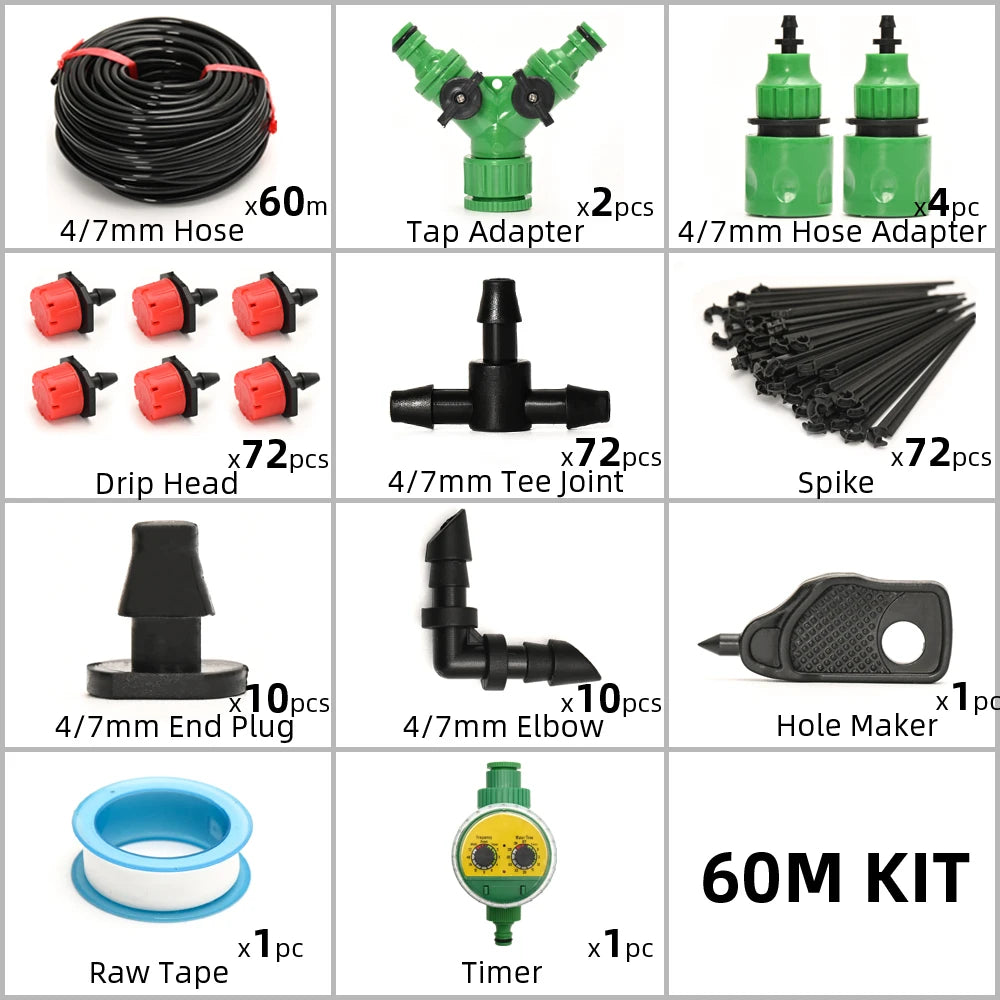 Automatic Drip Irrigation System – Garden Watering System with Timer & Micro-Drippers