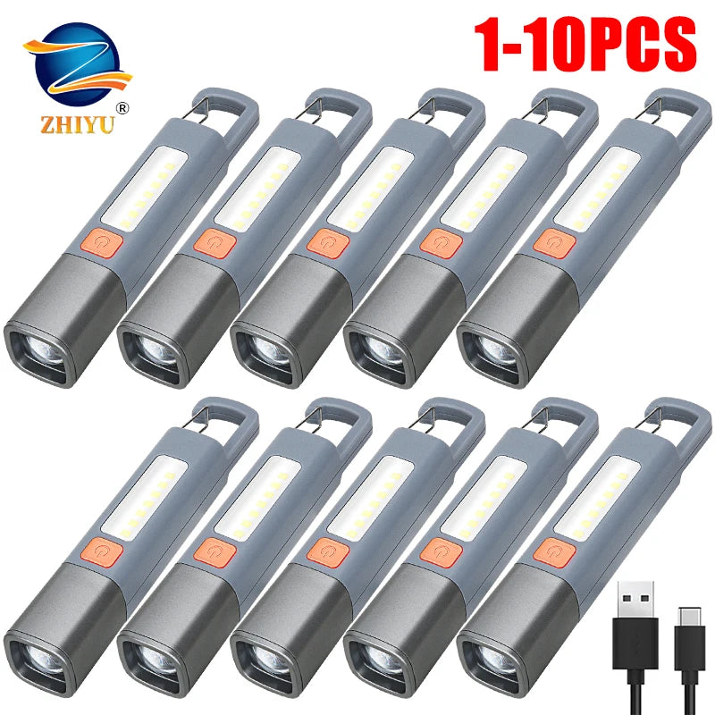 Superhelle LED-Taschenlampe XPE – Wiederaufladbare Campingleuchte mit Haken, Zoomfunktion und 3 Leuchtmodi